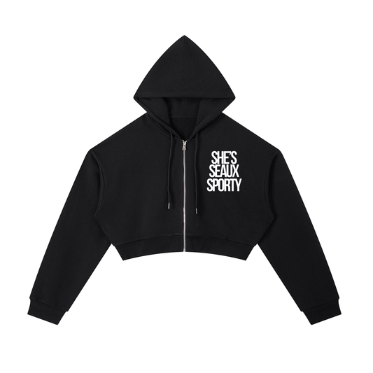 She's Seaux Sporty  Cropped Zip-Up Hoodie